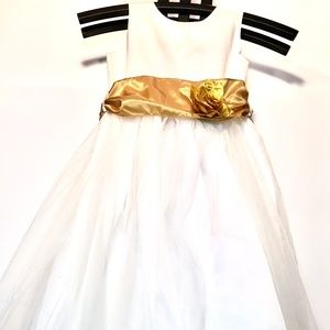 White and Gold Chiffon Flow Dress
